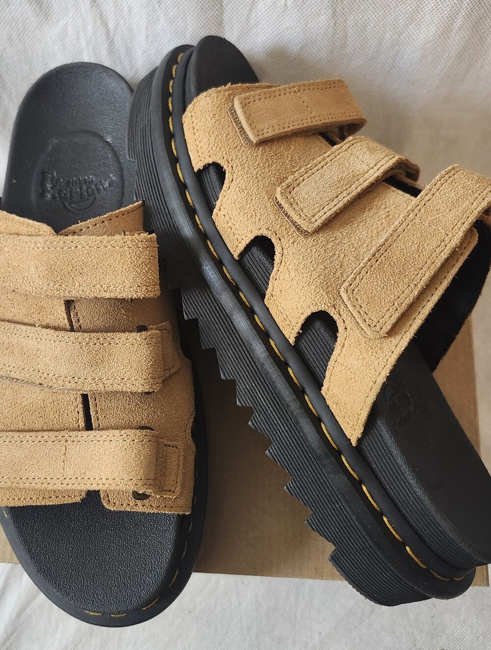 Dr. Martens Raine Slide Suede Sandals in Tan Size 11